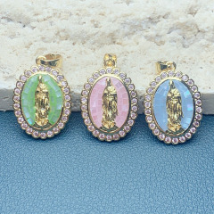 CZ8485 Dainty Pink Shell CZ Pave Crescent Star Heart Virgin Mary Lock Charm Pendants CZ8485 Dainty Pink Shell CZ Pave Crescent Star Heart Virgin Mary Lock Charm Pendants