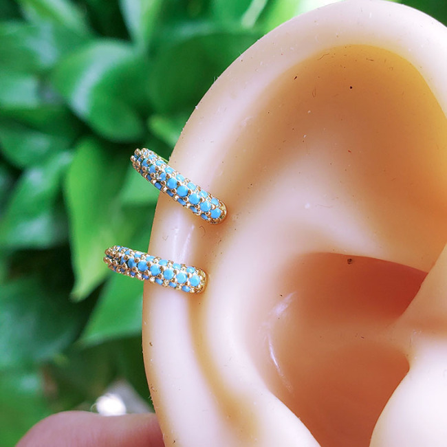 EC1662 high quality cuff women  brass with CZ clips copper diamond earrings clips on earring