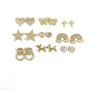 EC1441 Chic Dainty Clear Diamond CZ Micro Pave Star Square Balloon Puppy Butterfly Smiley Stud Earrings