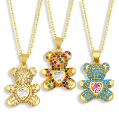 NZ1215 new model colored clear CZ diamond mirco pave bear heart charms Pendant Necklaces jewelry gifts for lady NZ1215 new model colored clear CZ diamond mirco pave bear heart charms Pendant Necklaces jewelry gifts for lady