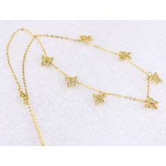 NZ1096 Dainty 18k Gold Plated CZ Micro Cubic Zirconia Diamond Butterfly Charms Necklace for Women