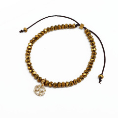 Stone Sign Charm Chinese Women Adjustable Gold Plated Zodiac Bracelet