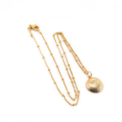 NZ1171 new arrival fashion shell pendant brass charm with cubic zircon trendy women chain starfish and crescent ladies necklace