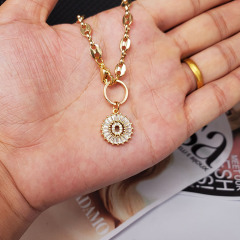 NZ1247 Cubic Zirconia Diamond 26 Alphabet Letter Charm Pendant Necklaces Brass Chain A-Z Initial  Necklace for Women