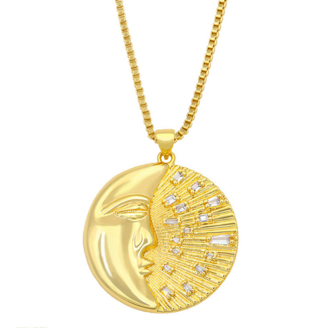 NZ1245 Fashion Jewelry Gold Plated Enamel Rainbow Crescent Moon Pendant Chain Necklace ,Valentine's Day Gift For Lover Mom