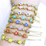 BC1406 Fashion18k Gold Plated Rainbow Enamel Multi Colored Star with Evil Eyes CZ Spiritual Tennis Link Chain bracelets