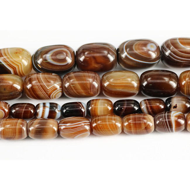 AB0181 Natural coffee stripe agate drum beads,barrel shaped brown striped agate beads