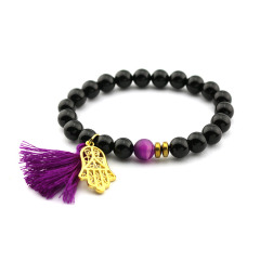BN1030C fashion agate tassel bracelet palm charm gemstone elastic women bracelet