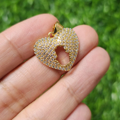 CZ8516 Fashion Brass CZ Charm Gold Plated Heart pendant for women necklace