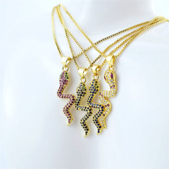 NZ1079 New Diamond Women's Snake Jewelry Chic Cubic Zirconia CZ Micro Pave Snake Pendant Designer Necklace