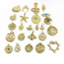 CZ8436 Fashion Dainty 18k gold plated CZ micro pave diamond Shell Starfish Evil Eye Star Tree Signet Disc Round Charm Pendants