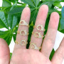 RM1329 New Unique 18k Gold Plated Diamond Cubic Zirconia CZ Paved  Lobster Clasp Shape Rings for Women Girls