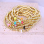 BM1083  Delicate Small 18K Gold Plated Beads with Enamel Multi Colored Geometr Triangle Bead Elastic Bracelets for Women 2021