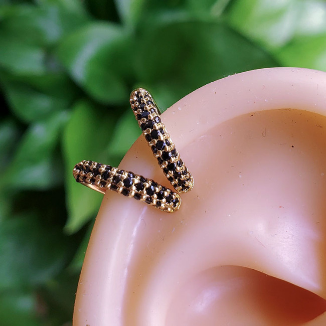EC1662 high quality cuff women  brass with CZ clips copper diamond earrings clips on earring