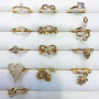RM1118 Chic Dainty Bling Crystal Cubic Zirconia CZ Micro Pave Rings Women Rings CZ paved 18k Gold Plated Rings for Ladies