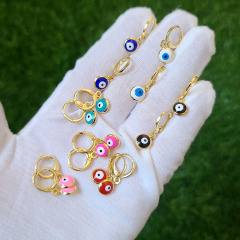 EM1275 Fashion Dainty Gold Multicolor Women Enamel Rainbow Evil Eye Huggie Hoop Earring For Ladies EM1275 Fashion Dainty Gold Multicolor Women Enamel Rainbow Evil Eye Huggie Hoop Earring For Ladies