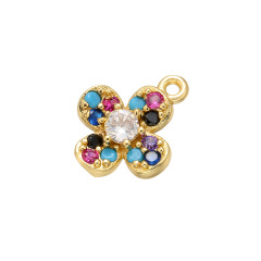 CZ7884 Chic Mini Rainbow Diamond Jewelry Charm Small CZ Micro Pave Flower Tree Bracelet Charms