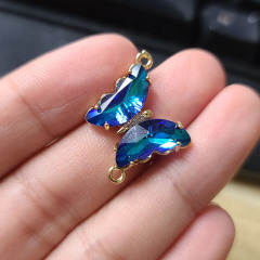 CZ8358 Jewelry rainbow clear colored CZ Zircon glass crystal Charms butterfly pendant