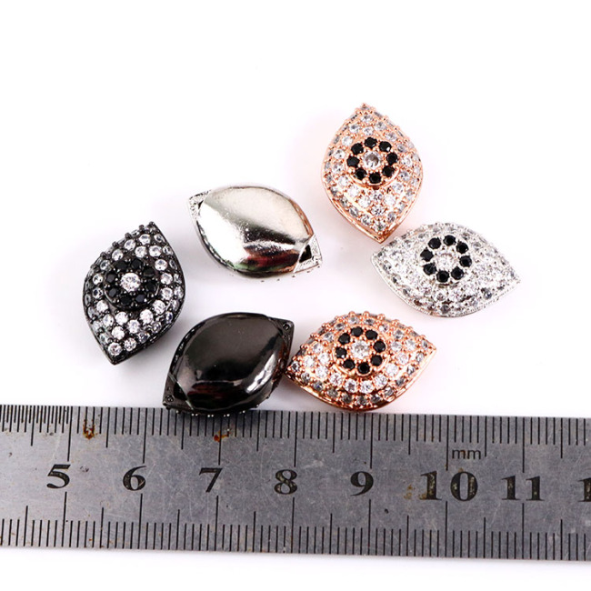 CZ6663 High Quality Gunmetal Plated Cubic Zirconia CZ Micro Pave EvilEye Beads