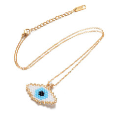 NG1001 Hot Sale Dainty Handmade Miyuki Seed Beaded Evil Evileye Eye Charm Pendant Necklace NG1001 Hot Sale Dainty Handmade Miyuki Seed Beaded Evil Evileye Eye Charm Pendant Necklace