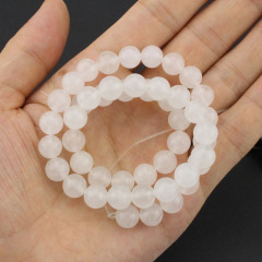SB6466 Hot sale white quartz jade round jewelry beads