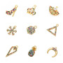 CZ7750 Dainty Mini Gold Rainbow CZ Micro Pave Crescent Geometric Charm Pendants for Bracelet Charm