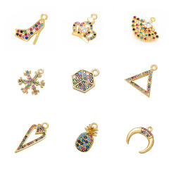 CZ7750 Dainty Mini Gold Rainbow CZ Micro Pave Crescent Geometric Charm Pendants for Bracelet Charm CZ7750 Dainty Mini Gold Rainbow CZ Micro Pave Crescent Geometric Charm Pendants for Bracelet Charm