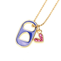 NZ1128 New Dainty Gold CZ Diamond Soda Tab Charm Necklace Jewelry for Women,Enamel Soda Pop Tab &Mini Heart Pendant Necklace