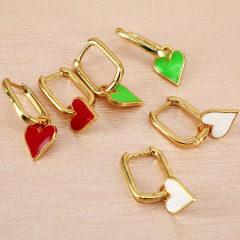 EM1184  Chic Delicate Spring Rainbow Neon Enamel Heart Charm Huggies Earrings for Women,Valentines Jewelry Gift
