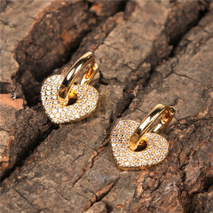 EC1664 Dainty 18K Gold plated Crystal CZ Micro Pave  Heart Star Circle Charm Huggie Earrings for Ladies