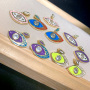 CZ8434 NewJewelry Supplies Rainbow Colored Enamel 18k Gold CZ Pave Evil Eye Charm Pendants