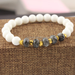 BRP1425 Handmade gemstone stone bracelet,white jade with Faceted abacus Labradorite beads bracelet jewelry for gift