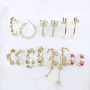 EC1746 2021Gold Plated CZ Micro Pave Butterfly Love Heart Link Chain Post Semi Hoops Earring,