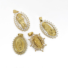 CZ8468 Hotsale Charm 18k Gold Plated Rainbow CZ Micro Paved Blessed Mother Mary Saint Halo Religious Pendants CZ8468 Hotsale Charm 18k Gold Plated Rainbow CZ Micro Paved Blessed Mother Mary Saint Halo Religious Pendants