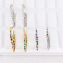 EC1488 Womans Fashion Boho Style CZ Piercing Earrings, Women's CZ Paper Clip Earring,Dainty Micro Pave Paperclip Earring