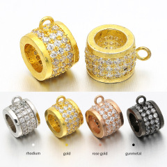 CZ7998  3 Rows Diamond Spacer Beads with Bail ,CZ Micro pave Spacer Beads with Loop Ring for Hanging Charm
