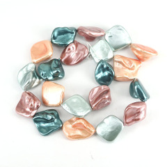 SP4190 Fashion multicolor sea shell pearl leaf beads, irregular seashell pearl nugget beads