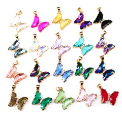 CZ8508 new simple gold plated brass rainbow clear colored CZ Zircon glass crystal butterfly pendant for Jewelry Necklace Making