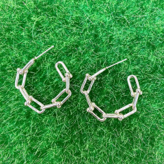 EM1211 2021 Womans Fashion 18K Gold Plated Smiley Emoji Happy Face U link Chain Heart Hoops Earrings