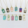 NM1250 18k Gold Plated Enamel Tarot Card Necklace,Star strength Sun Moon Symbolic Necklace Tarot Card Jewelry Mystic Jewelry