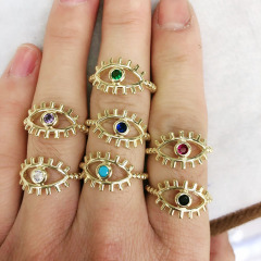RM1171 New Simple 2021 Protection Jewelry Chic Gold Cubic Zirconia CZ Micro Pave Evil Eyes Stackable Finger Rings for Ladies