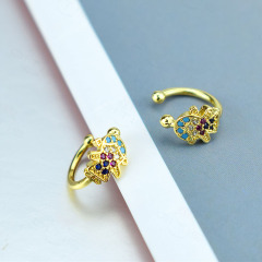 EC1753 Fashion Colour Enamel Gold Cuff Star Ladies Earring ,New 18k gold plated Chunky Thick  CZ Pave stars women Earrings
