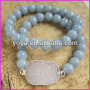 BRH1221 Hot sale aquamarine beaded druzy bracelet set