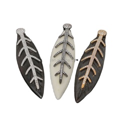 CZ7277 Fashion CZ micro pave diamond OX bone feather pendant,wing charm pendant