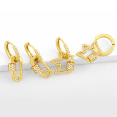 EC1695 Chic Delicate CZ Pave Carabiner Lock Charm Hoop uggies Earrings for Women