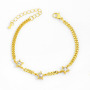 BC1299 Dainty 18K Gold Diamond Zircon Cubic Zirconia Star Heart Round Charm Curb Cuban Chain Bracelets For Ladies