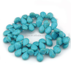 TB0327 Top Drilled Blue Turquoise Gemstone Flat Teardrop Beads,Turquoise Drop Pear Beads
