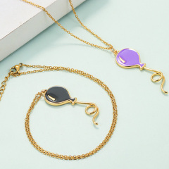 NM1194 Fashion Popular Jewelry Gold Enamel Balloon Pendant Stainless Steel Chain Necklace