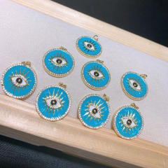 CZ8405 18k Gold Plated brass cz diamond pave rainbow enamel evil eyes charms Pendant