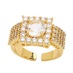 RM1387 Fashion 18k Gold Plated CZ ring Classic Diamond Engagement ring Crystal luxury Princess Promise ring For Ladies